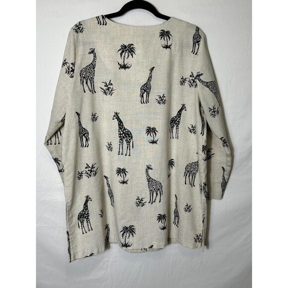 Cattrell Vintage Women's BOHO Safari Themed Plus Size Button Down Tunic Size 1X - Picture 3 of 4